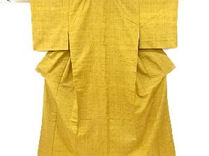 リサイクル　縞に十字模様織り出し手織り紬着物